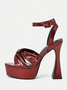 Fashionable European And American Style Sexy High Heel Sandals  And Cross Straps For Nightclubs - Red - View 3