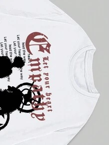 ROMWE MEN Street Life Spring/Summer Casual Graphic White Men'S Short Sleeve T-Shirt With Characteristic Slogan Print - White - View 3
