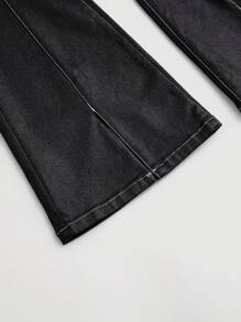 SHEIN MOD Y2K復古性感彈性對比線拼接托褲，黑色 - 黑色 - 查看 4