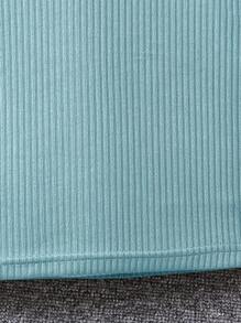 Young Girls' Long Sleeve T-Shirt With Color Block And Bow Detailing On Front - Blue - View 3