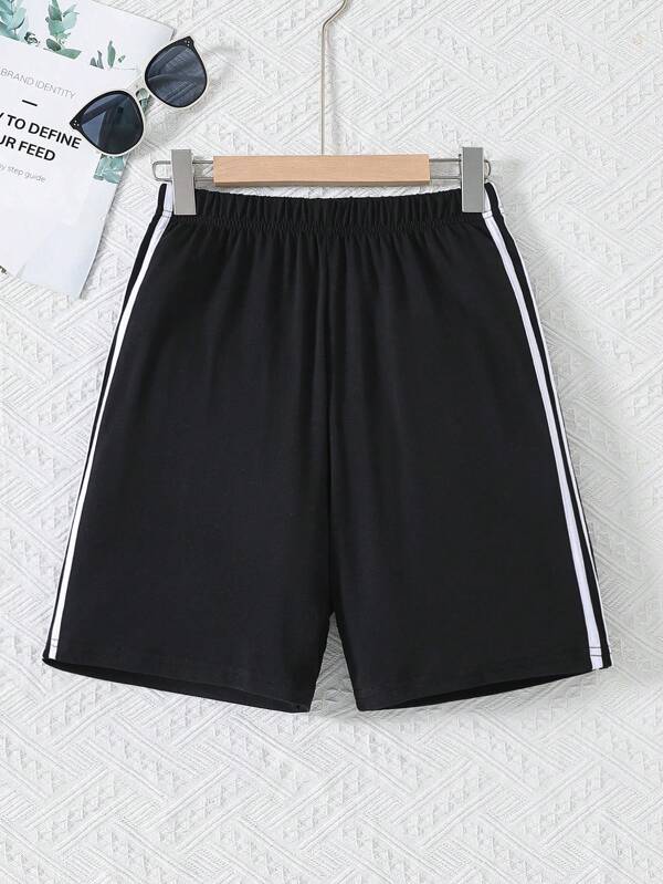 Farblich Blockierte, Seitlich Gespaltene Atmungsaktive Sportshorts Für Mädchen Im Teenageralter, Geeignet Für Frühling/sommer