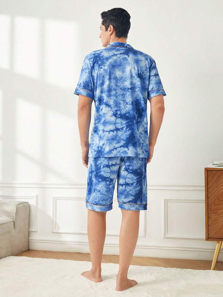 Men's Tie Dye Contrast Trim Homewear Set
