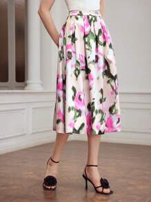 MOTF PREMIUM 手編女士花卉印花折褶裙