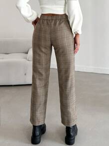 EURMUSE Pantalones Beige Para Mujer Con Diseño De Botones - Beis - Ver 2