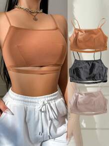 3 件/套 女士純色鏤空胸罩 - 彩色 - 查看 3