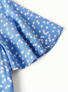 SHEIN 孕婦愛印花裹身領帶連身裙 - 藍色 - 查看 8