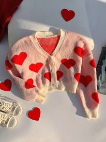 Comfortcana 女式心形图案开衫 - 白色 - 查看 6