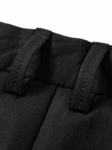 Men's Solid Color Casual Dress Pants - Black - View 4