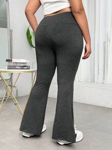 CovetEZ 大尺碼女士純色喇叭褲運動褲 - 深灰色 - 查看 2