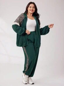 Mulvari 大尺碼豹紋拼接兩件套 - 彩色 - 查看 5