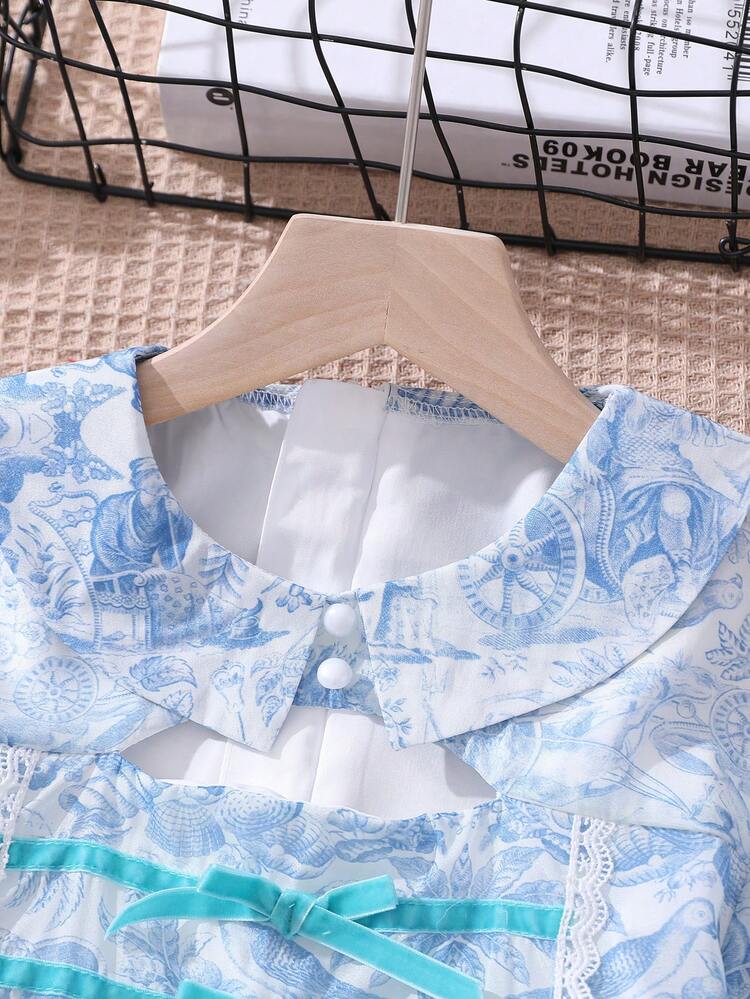 Tween Girls' Summer Chiffon Holiday Style Printed Sundress