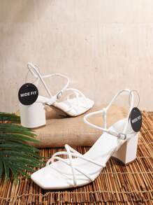 SHUZIA Extra Wide Flat Sandals - White - View 5