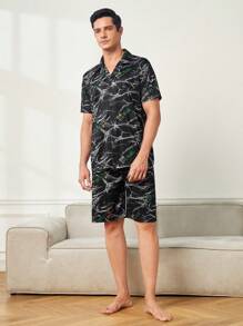 Nam Ngắn tay Áo Và Bộ quần short , Nhà  Mặc - màu đen - Xem 4