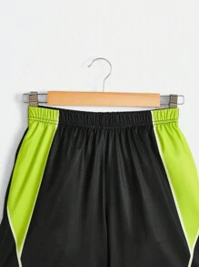 SHEIN Cậu bé Tween Lá thư In Phù hợp Thể thao Áo thun Quần short Quần áo thể thao Bộ - màu xanh lá - Xem 12