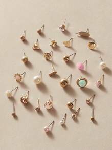 30đôi Ngọc trai Giả & Hoa Bông tai stud - Nhiều màu - Xem 2