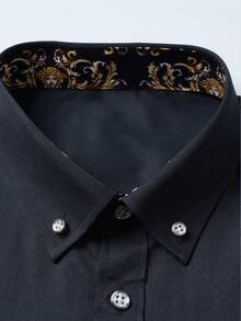 Camisa De Manga Corta Con Estampado De Patchwork Para Hombre - Azul Marino - Ver 8