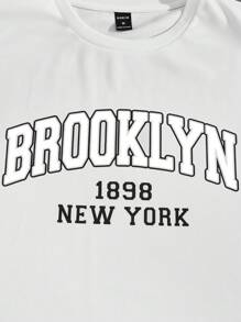 Manfinity VCAY 男款字母印花t卹+純色長褲套裝 - 黑色 - 查看 4