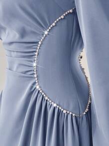 Modelyn Sweetheart Neck Puff Sleeve Ruched Front Formal Dress Long Evening Dresses