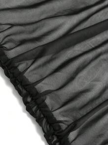 SHEIN Unity Kích thước lớn Quần bó Lưới Đầm tiệc rượu Với Xếp - trắng - Xem 3