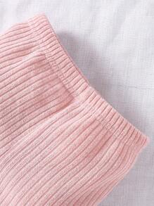 嬰兒女寶寶純色肋紋背心加短褲套裝