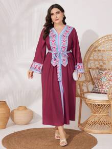 Al Najma Women's Plus Size Geometric Pattern Waist Belt, Arabic Attire - Multicolor - View 3