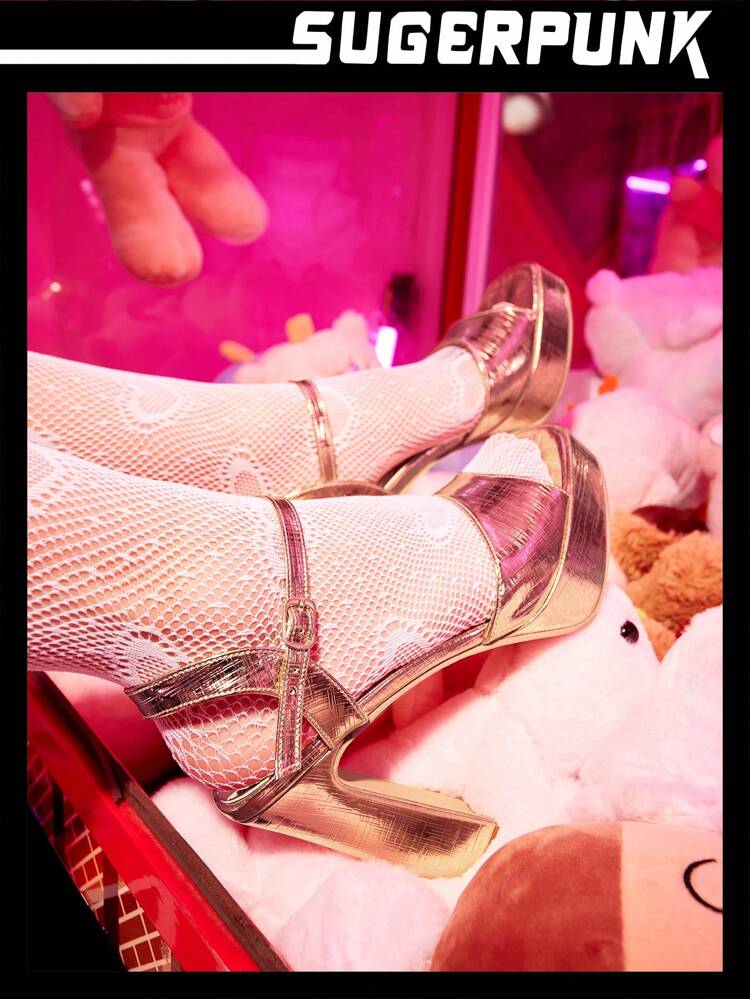 Sugerpunk Y2K Champagne Color Thick Sole Thick Heel Women'S High Heel Sandals Summer