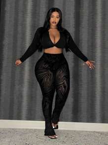 Slaydiva Plus Size Women'S Velvet Sheer Tights