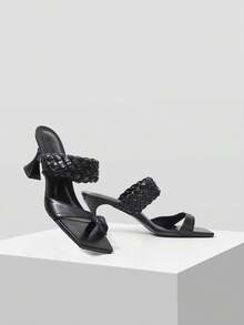 MOTF PREMIUM Sandali Tacco Alto Quotidiani Con Tacco A Stiletto E Punta Quadrata, Versatili Per Donne - nero - Visualizzare 3