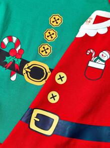 男嬰2入組聖誕圖案連身背心&1入組帽 - 紅色 - 查看 3