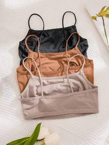 3 件/套 女士純色鏤空胸罩 - 彩色 - 查看 2