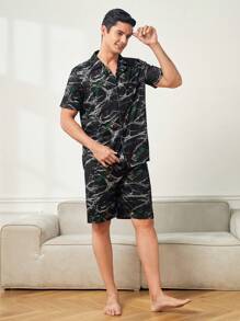 Nam Ngắn tay Áo Và Bộ quần short , Nhà  Mặc - màu đen - Xem 7