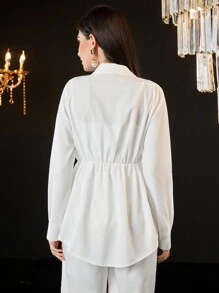 Modelyn Women'S Embroidered Pleated Shirt - White - View 6