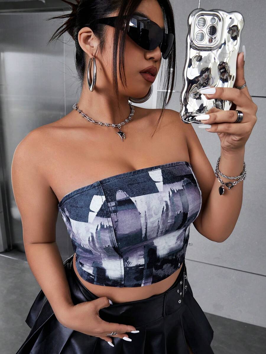 SHEIN ICON Của phụ nữ Kích thước lớn Gợi cảm Phong cách đường phố Quần skinny Denim Áo lót - Nhiều màu - Xem 1