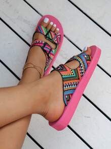 Women'S Flat Sandals Eva Slip-On Slippers With Buckle Strap For Summer Beachwear, Cross-Border Fashion Shoes - Pink - View 4