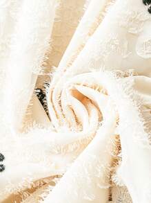 SHEIN Unity Plus Size Women'S Short Sleeve Chiffon Dress With Daisy And Ruffle Detail - Apricot - View 3