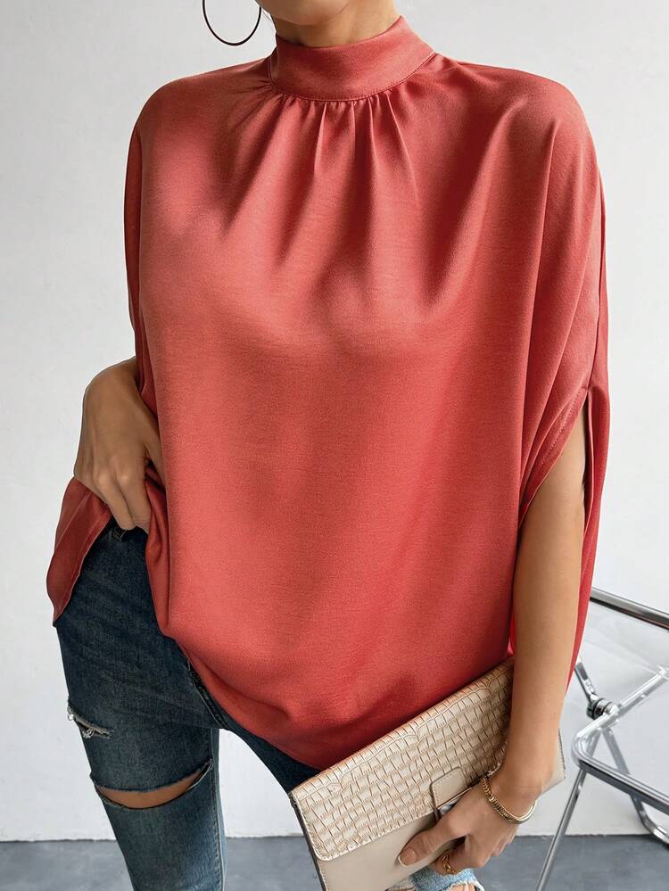 Women's Solid Color Batwing Sleeve Shirt