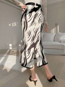 Dazy Designer Women's Full Printed Long Fish Tail Skirt Work Women Clothes Fall Skirts - Multicolor - View 2