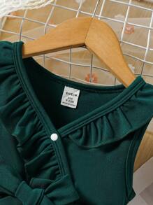 Đầm dự tiệc màu xanh quân đội lấp lánh quyến rũ cho bé gái kèm thắt lưng, thích hợp cho tiệc tùng, lễ kỷ niệm, hoạt động ngoài trời và chụp ảnh, váy công chúa - Màu xanh lá cây đậm - Xem 3