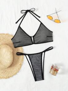 SHEIN Swim Summer Women's Swimwear Set Carnival - Black - View 2