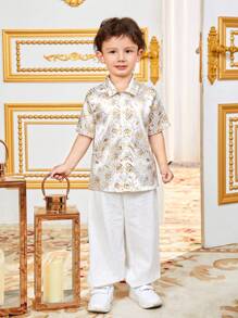 Young Boys' Floral Print Button Front Shirt - Multicolor - View 3