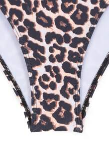 SHEIN Swim Women's Leopard Print Halter Neck Bikini Set Summer Beach - Multicolor - View 6