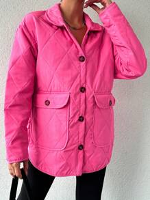 RueChic 素色前紐扣絎縫外套