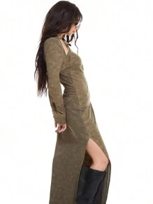 MUSERA Kleid mit gewaschener Kragen-Verzierung für Hochzeitsgäste, Sommer, elegant