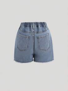 Teen Girls' Ripped Denim Skort, Casual Loose Fit And Comfortable, Hip Hop Street Style - Medium Wash - View 2