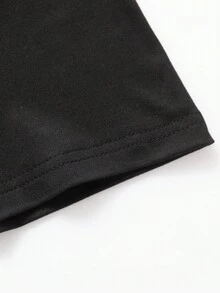 男士字母印花短袖t恤 - 黑色 - 查看 5