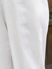 SHEIN LUNE Pantalon Taille Plus Pour Femme, Uni Avec Ceinture À Cordon De Serrage Et Jambe Conique