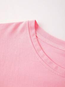 SHEIN Áo thun tay ngắn in hình chân dung cỡ lớn cho nữ Áo thun họa tiết cho nữ - Hồng - Xem 3