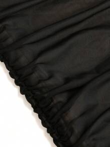 SHEIN Unity Vestido De Cuello Redondo Plisado De Moda De Talla Grande - Albaricoque - Ver 3