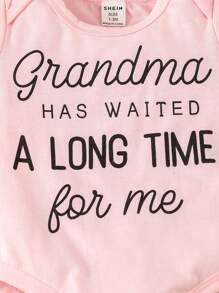 Baby Girl Cute & Fun Letter Print Pink Bodysuit For Spring/Summer - Pink - View 6