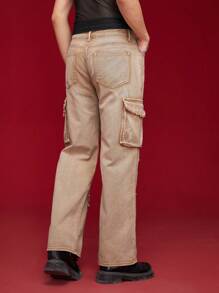 Manfinity VCAY Men'S Regular Fit High-Waist Loose Straight Jeans Without Stretch, 1pc